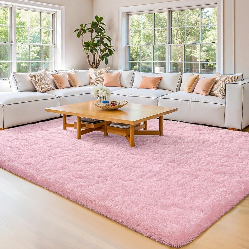 HOMORE Pink Rug for Girls, 5x8 Fluffy Shag Rugs for Living Room, Soft Bedroom Rugs for Kids Room, Cute Carpets for Dorm, Furry Rug for Nursery Indoor Decor - Image 3