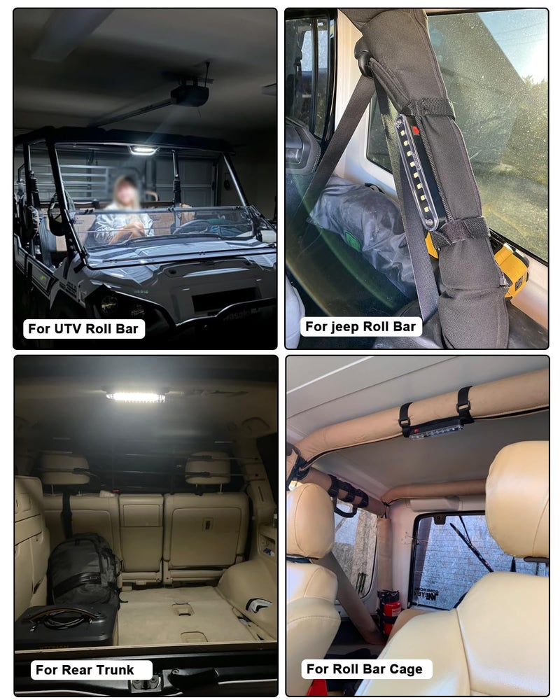 SUNPIE ضوء قبة SUNPIE لسيارات UTV أضواء SXS ضوء داخلي LED لاسلكي باللون الأبيض متوافق مع بولاريس كان آم بايونير/تالون كاواساكي مولي/تيركسي أركتيك كات للطرق الوعرة SXS مع 1.1/4 بوصة - 2 بوصة من الحديد - Image 3