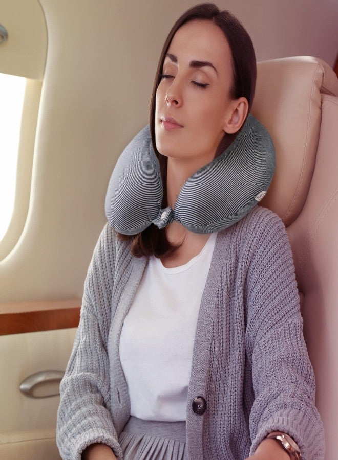 Bucky إكسسوارات السفر المريحة بخطوط باكي، وسادة عنق من فوم الذاكرة، خطوط بحرية، مقاس واحد - Image 5