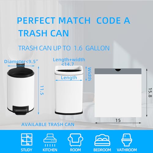 KSSKSS 120 Counts 1.6 Gallon Mini Drawstring Trash Bags, Small Garbage Bags by KSSKSS, Code a fit 4.5-8 Liter, 1.2-2 Gal, White Trash Bin Liners for Home Office Kitchen Bathroom Bedroom - Image 2