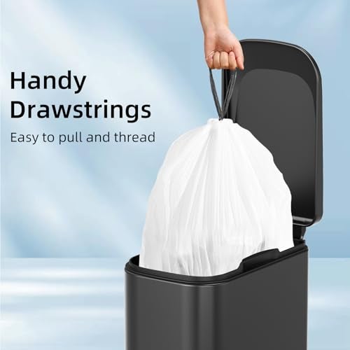 KSSKSS 120 Counts 1.6 Gallon Mini Drawstring Trash Bags, Small Garbage Bags by KSSKSS, Code a fit 4.5-8 Liter, 1.2-2 Gal, White Trash Bin Liners for Home Office Kitchen Bathroom Bedroom - Image 3