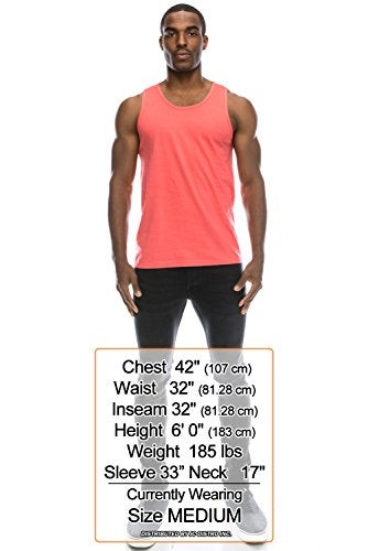 JC DISTRO Mens Hipster Hip Hop Basic Tank Top Soft Premium Cotton Jersey Shirts Coral Medium - Image 2