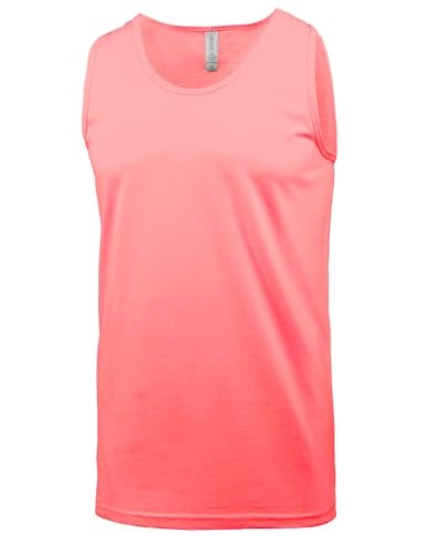 JC DISTRO Mens Hipster Hip Hop Basic Tank Top Soft Premium Cotton Jersey Shirts Coral Medium - Image 3