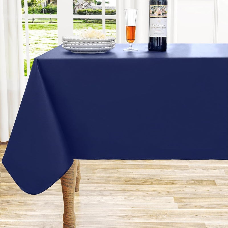 Homing Rectangle Vinyl Tablecloth, Waterproof Spillproof Plastic Flannel Backed Table Cloth, Wipe Clean Table Cover for Dining, Buffet Parties and Camping, 4th of July (Navy Blue, 60" x 84") - Image 1