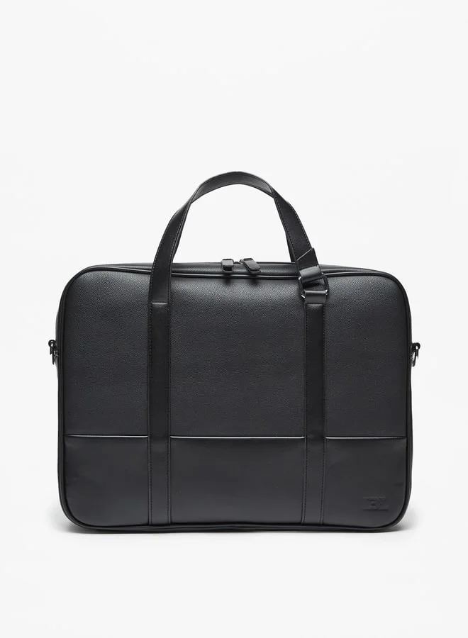 LBL Solid Laptop Bag with Detachable Strap and Zip Closure