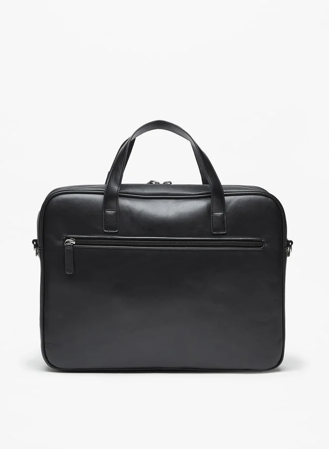 LBL Solid Laptop Bag with Detachable Strap and Zip Closure