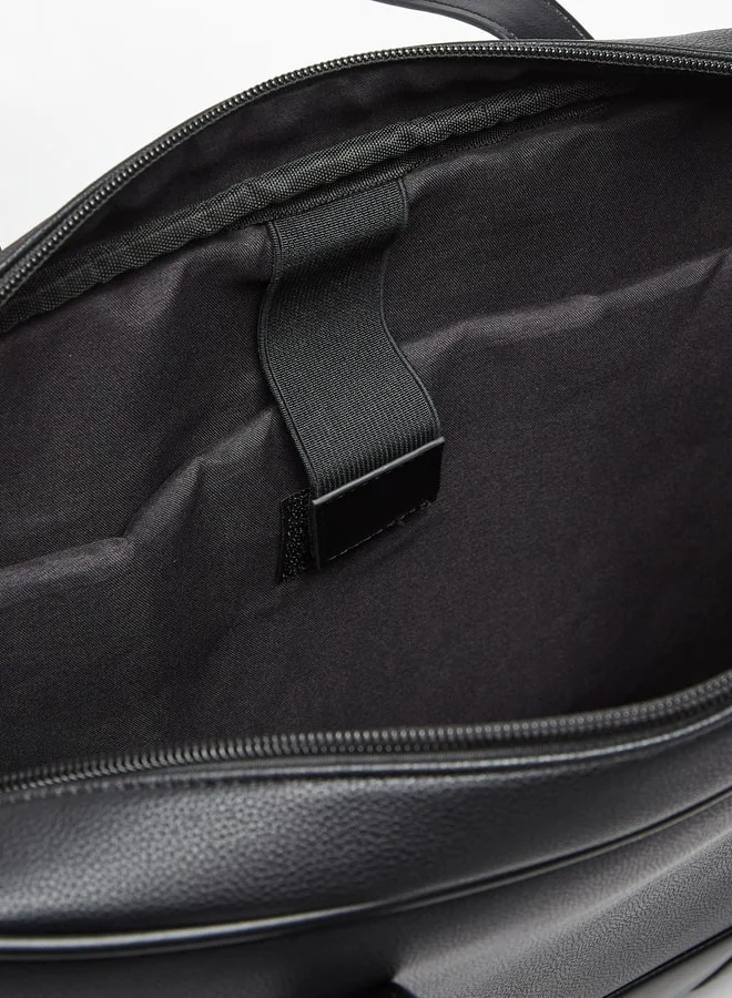 LBL Solid Laptop Bag with Detachable Strap and Zip Closure