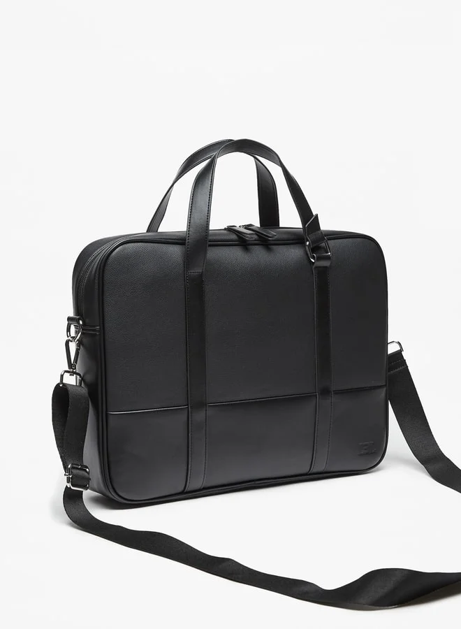 LBL Solid Laptop Bag with Detachable Strap and Zip Closure