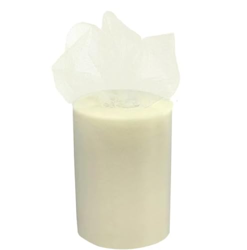 GiftWrap Etc. Ivory Tulle Wedding Reception Decor  6 x 100 Yards Fabric Netting Ribbon Wreath Garland Swag Veil Streamers Gift Wrapping Bows