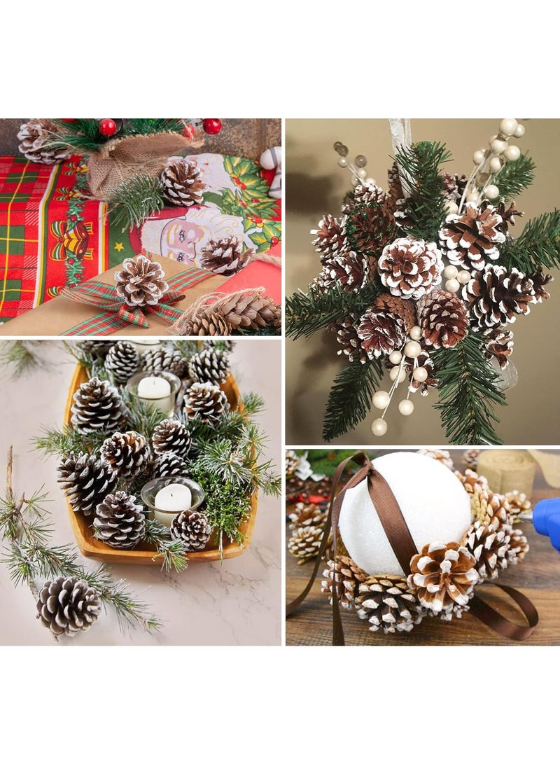 Pine 50 PCS Pine Cones with Snow Tyred Effect, Small Pine Cones for Christmas Tree, Decoration - Image 3