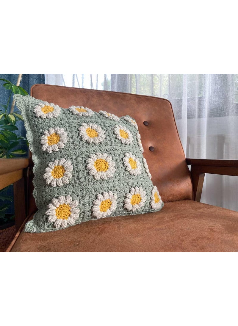 ALTAARA ALTAARA Crochet Cushion Cover 16 X 16 Inch Handmade Soft Boho Cotton Pillow Case for Sofa Set Bed Living Room Bedroom in Premium Canvas Fabric with Back Zipper Colourful 1Piece Style 03  - Image 5