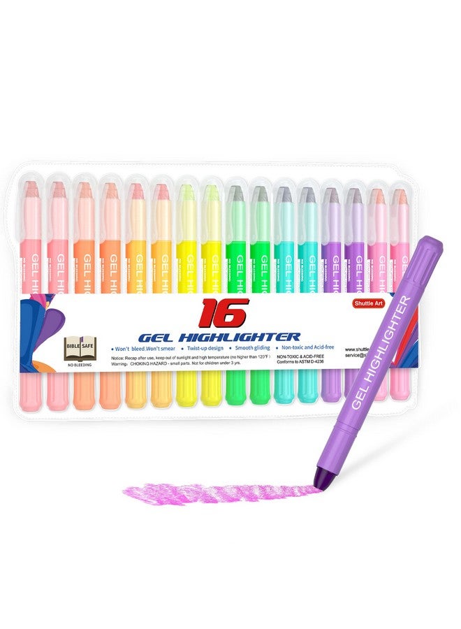 Shuttle Art 16 Pack Gel Highlighters 8 Assorted Colors Highlighter Study Kit Great For Journaling Highlighting And Studying - Image 1