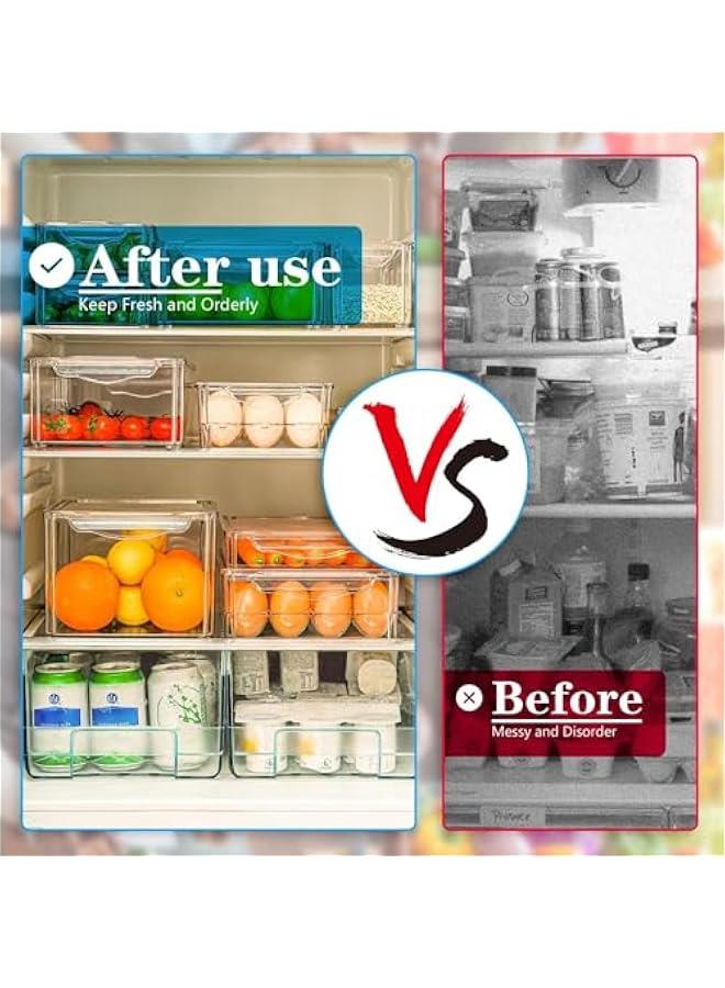 PYEBE Set Of 7 Fridge Organizer Stackable Refrigerator Organizer Bins with Lids, Kitchen Organization and Storage Clear Plastic Storage Bins for Food, Drinks, Fruits, Vegetable - Image 4