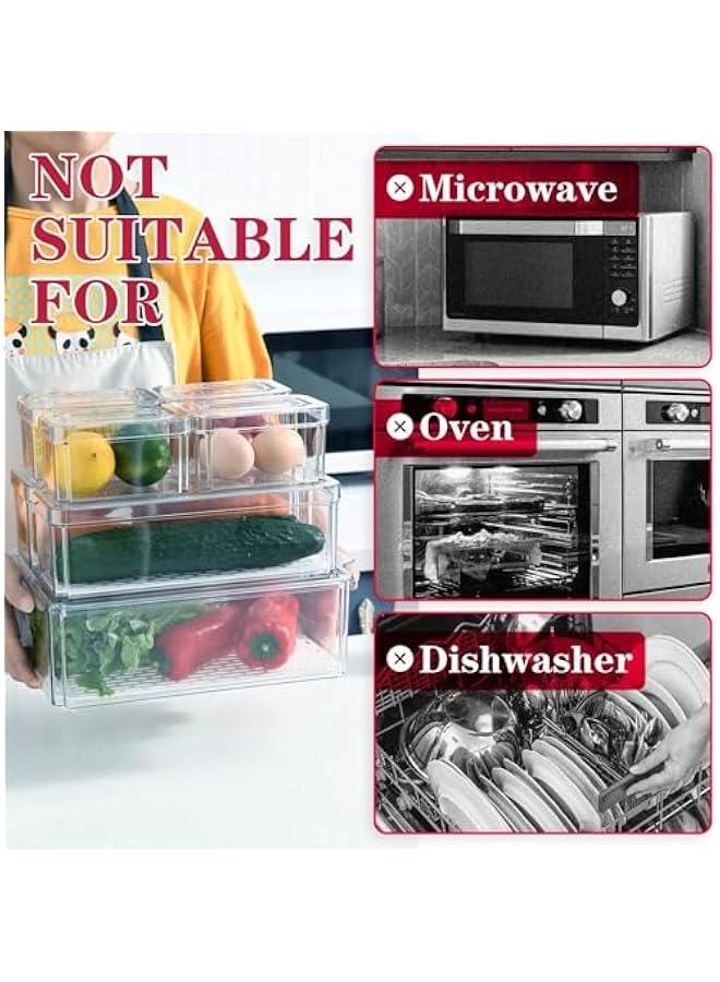 PYEBE Set Of 7 Fridge Organizer Stackable Refrigerator Organizer Bins with Lids, Kitchen Organization and Storage Clear Plastic Storage Bins for Food, Drinks, Fruits, Vegetable - Image 5