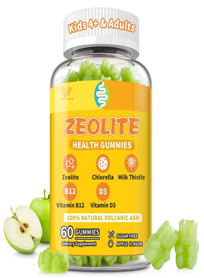 Hudetex Zeolite Gummies for Kids,Women and Adults, Pure Zeolite Clinoptilolite, Chlorella, Milk Thistle & Vitamins-Heavy Metal, Focus, Gut & Immune Support, Vegan, Sugar Free, Apple Flavor, 60 Count - Image 1