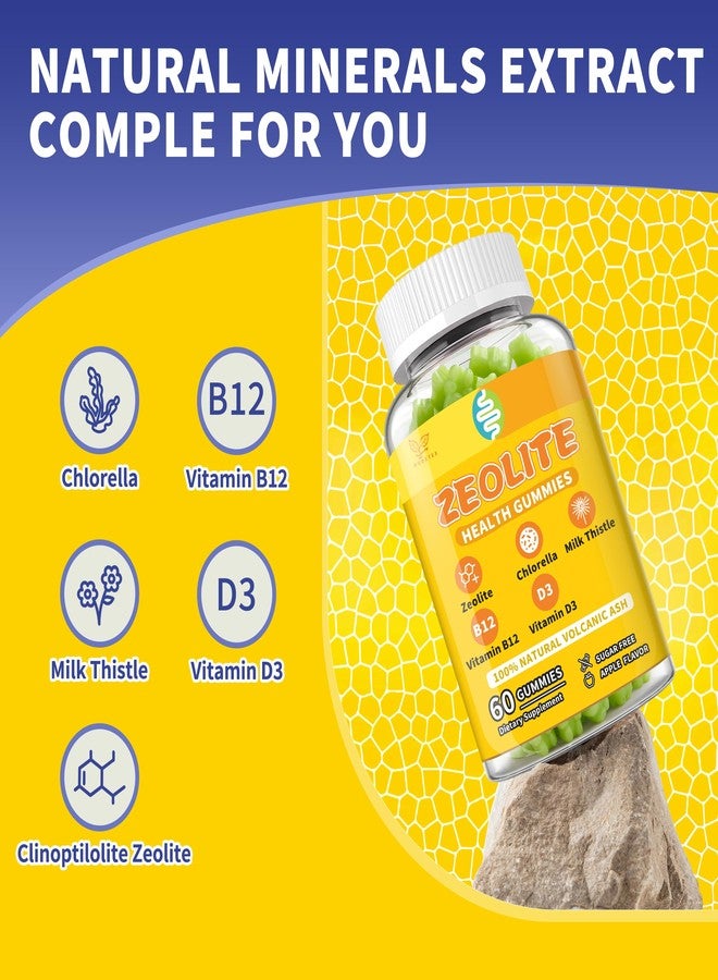 Hudetex Zeolite Gummies for Kids,Women and Adults, Pure Zeolite Clinoptilolite, Chlorella, Milk Thistle & Vitamins-Heavy Metal, Focus, Gut & Immune Support, Vegan, Sugar Free, Apple Flavor, 60 Count - Image 3