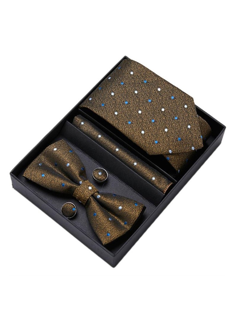 5 pcs high-end tie for men business professional formal tie bow tie cufflinks square scarf fashion accessories gift box  - Image 1