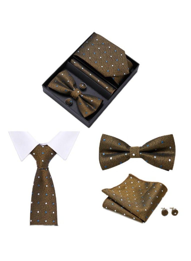 5 pcs high-end tie for men business professional formal tie bow tie cufflinks square scarf fashion accessories gift box  - Image 2