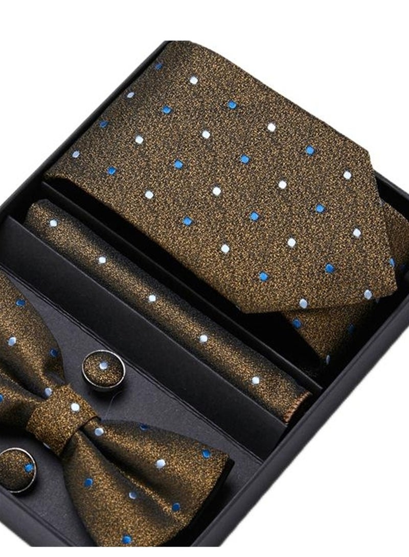 5 pcs high-end tie for men business professional formal tie bow tie cufflinks square scarf fashion accessories gift box  - Image 4