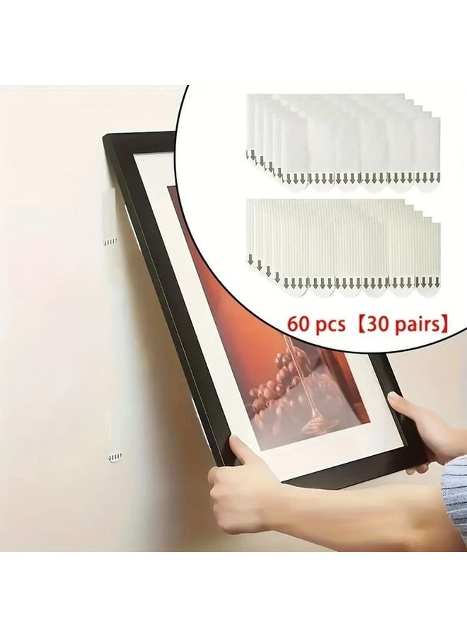 إطار الصورة السحري 60 قطعة خطافات صور لاصقة معلقة مسامير حائط غير مثقوبة - Image 1