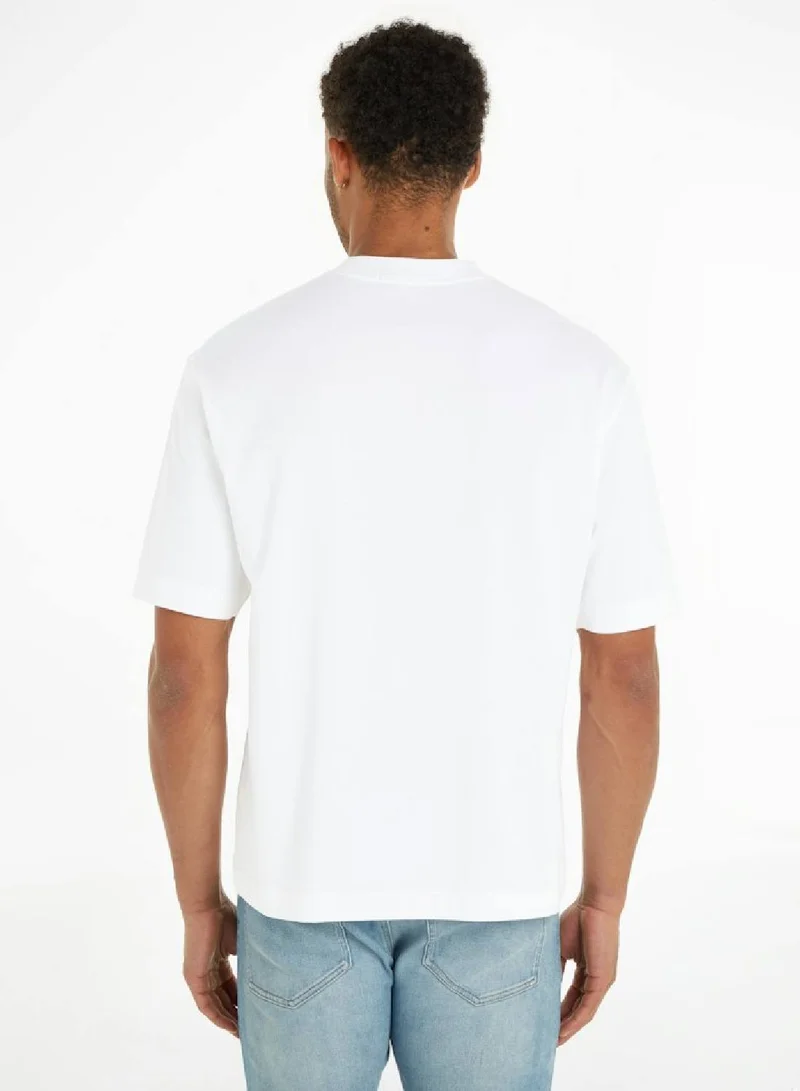 Calvin Klein Jeans Men's Blocking Graphic Short Sleeve T-Shirt - Cotton, White