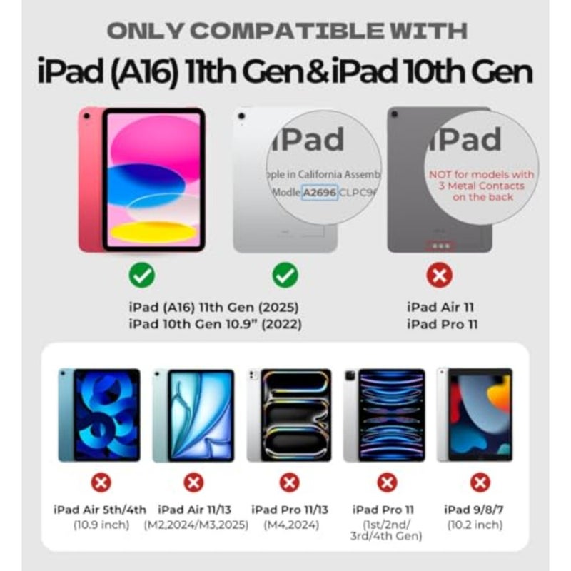 حافظة لجهاز iPad A16 الجيل الحادي عشر/العاشر مع لوحة مفاتيح مغناطيسية خفيفة للغاية وقابلة للفصل وغطاء لوحة مفاتيح قابل للطي متعدد اللمس وإضاءة خلفية لجهاز iPad الجيل العاشر 10.9 بوصة (2022)/الجيل الحادي عشر (2025)، وردي - Image 2