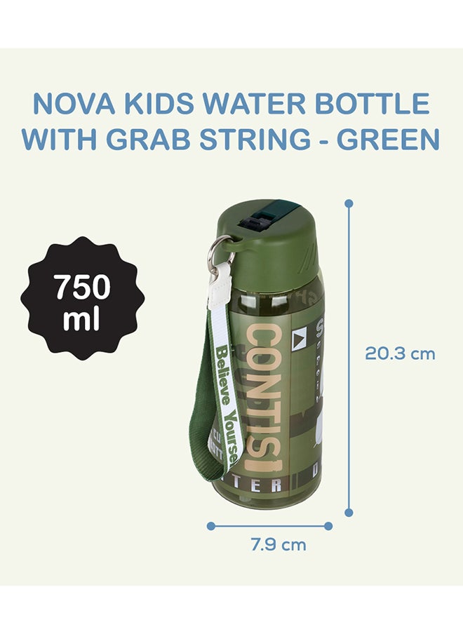 Nova kids - Water Bottle With Grab String 750 ML - Green - Image 1