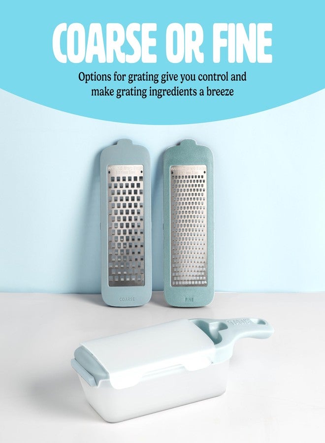 تيستي مبشرة قابلة للتبديل من Tasty مع صندوق تخزين، تتضمن شفرات خشنة وناعمة من الفولاذ المقاوم للصدأ، قاعدة مانعة للانزلاق لمزيد من الثبات، آمنة للغسل في غسالة الأطباق، لون أزرق مائي - Image 5