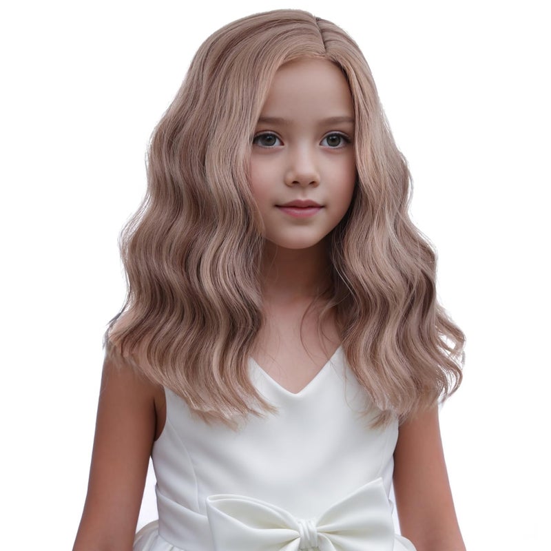 DUDUWIG Blonde Brown Wig for Kids Girls Short Curly Wig Blonde Brown Wigs for Dress Up Party Cosplay Synthetic Wigs Hairnet Include