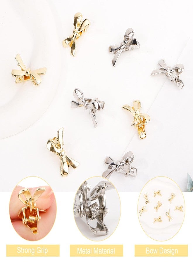 CURASA Metal Hair Bows For Women Girls 8Pcs Small Gold Sliver Hair Clips Bow Knot Alligator Hair Pins Fashion Decorative Braided Hair Accessories For Styling Elegant Mini Duckbill Hair Barrettes - Image 4