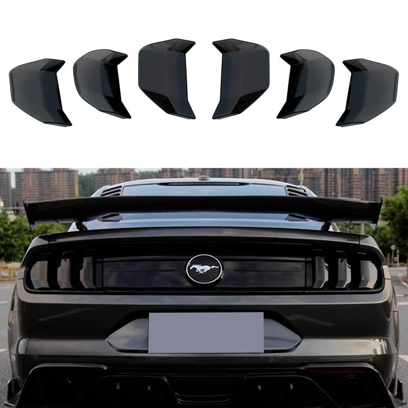 WildWell Mustang Tail Light Covers for Ford Mustang GT Shelby GT350 GT500 EcoBoost Bullitt 2018 2019 2020 2021 2022 2023 Smoked Black