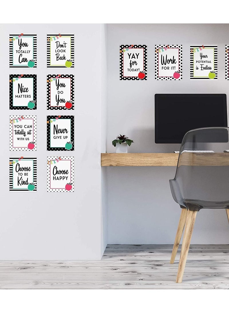 A set of colorful frame less inspirational posters with motivational quotes, 12 wall art hanging posters in elegant black and white designs, hanging wall art decor, 21 cm x 29 cm printed by Up to Dat - Image 2