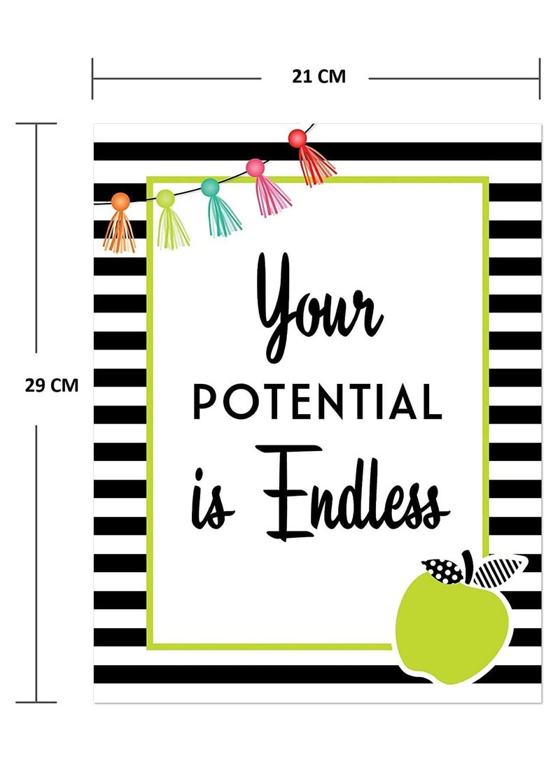 A set of colorful frame less inspirational posters with motivational quotes, 12 wall art hanging posters in elegant black and white designs, hanging wall art decor, 21 cm x 29 cm printed by Up to Dat - Image 4