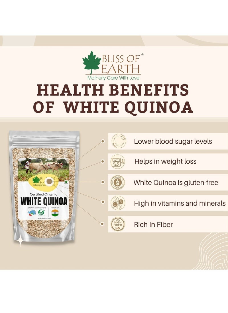 BLISS OF EARTH 700gm Organic White Quinoa For Weight Loss Raw Super food For whole family healthy meal  - Image 3