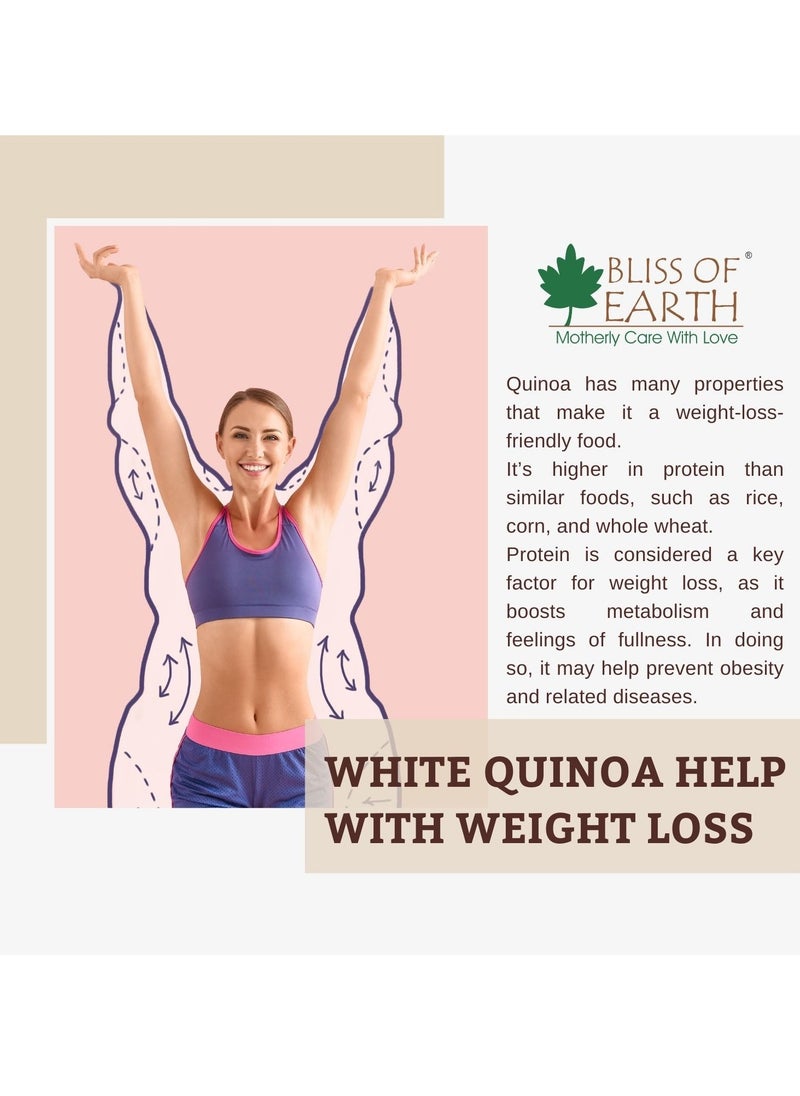 BLISS OF EARTH 700gm Organic White Quinoa For Weight Loss Raw Super food For whole family healthy meal  - Image 4