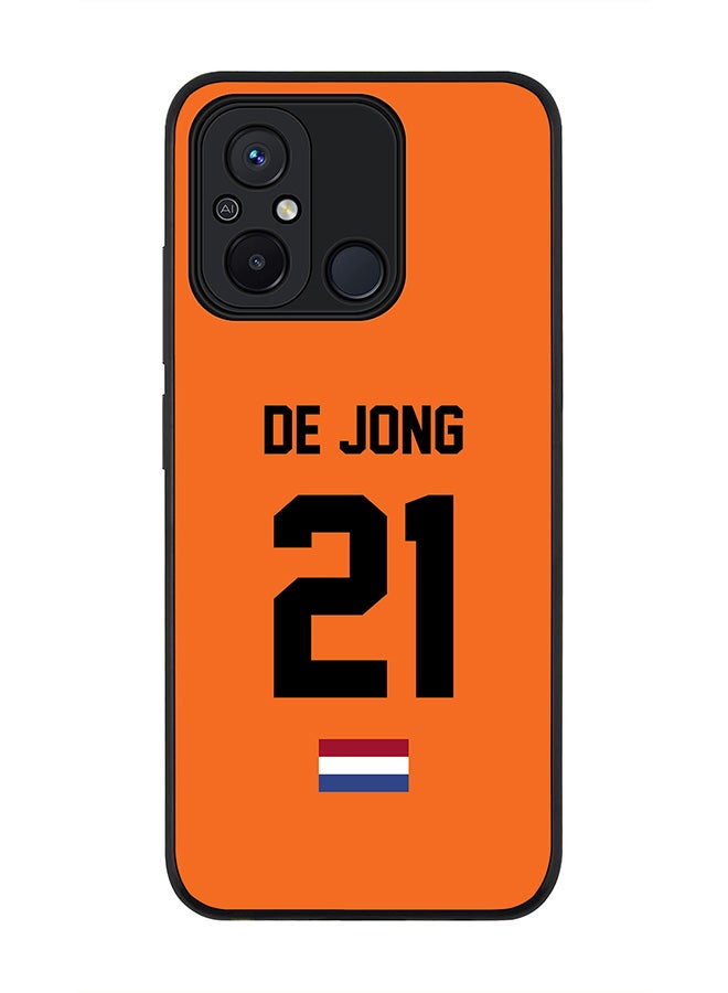 Stylizedd Rugged Black edge case for Xiaomi Redmi 12C 4G, Slim fit Soft Case Flexible Rubber Edges Anti Drop TPU Gel Thin Cover -  Football Team - Netherlands, Player Name - De Jong - Image 1