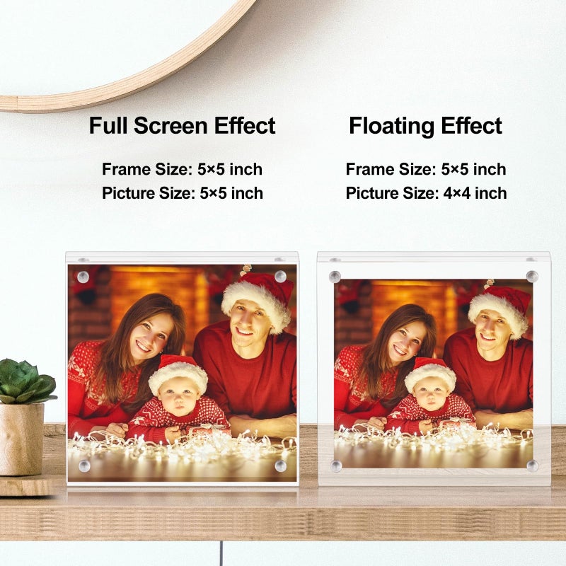 بوكسالات Boxalls 5x5 إطار صورة أكريليك واضحة إطارات الصور 5x5 بوصات مع إطار سطح المكتب المغناطيسي مزدوج الجوانب - Image 4