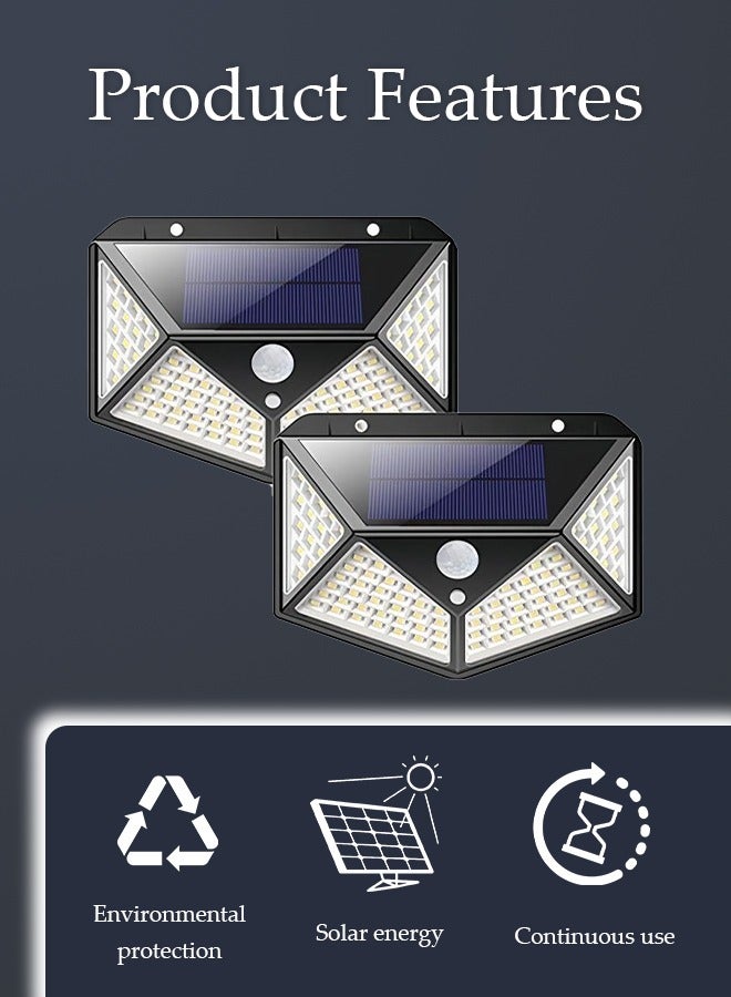 Loquat Solar Outdoor Lights, IP65 Waterproof Motion Sensor Wall Lights, 100 LEDs with Lights Reflector, Easy-to-Install Security Floodlights for Exterior Patio, Yard, Garage, Deck, Garden, 2 Pack - Image 4