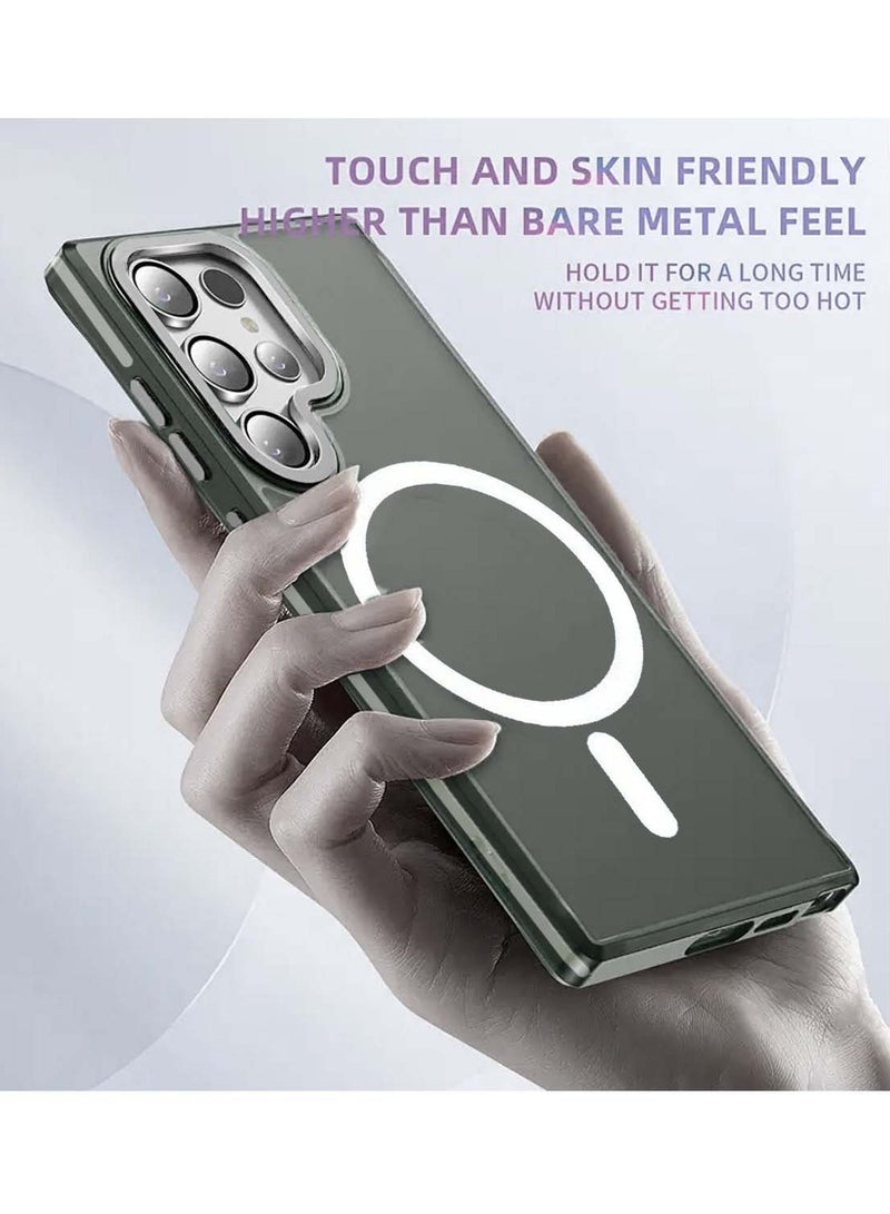 Techie غطاء خلفي شبه شفاف ماغسيف مع واقي عدسة كاميرا معدني مرتفع لهاتف سامسونج جالكسي S24 ألترا 2024 - حماية من السقوط بمعيار عسكري، مقاوم للبصمات ومقاوم للاصفرار - رمادي غير لامع - Image 2