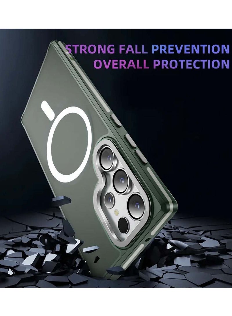 Techie غطاء خلفي شبه شفاف ماغسيف مع واقي عدسة كاميرا معدني مرتفع لهاتف سامسونج جالكسي S24 ألترا 2024 - حماية من السقوط بمعيار عسكري، مقاوم للبصمات ومقاوم للاصفرار - رمادي غير لامع - Image 4