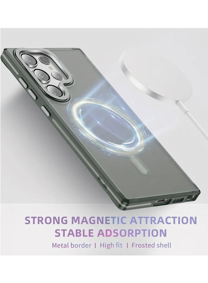 Techie غطاء خلفي شبه شفاف ماغسيف مع واقي عدسة كاميرا معدني مرتفع لهاتف سامسونج جالكسي S24 ألترا 2024 - حماية من السقوط بمعيار عسكري، مقاوم للبصمات ومقاوم للاصفرار - رمادي غير لامع - Image 3