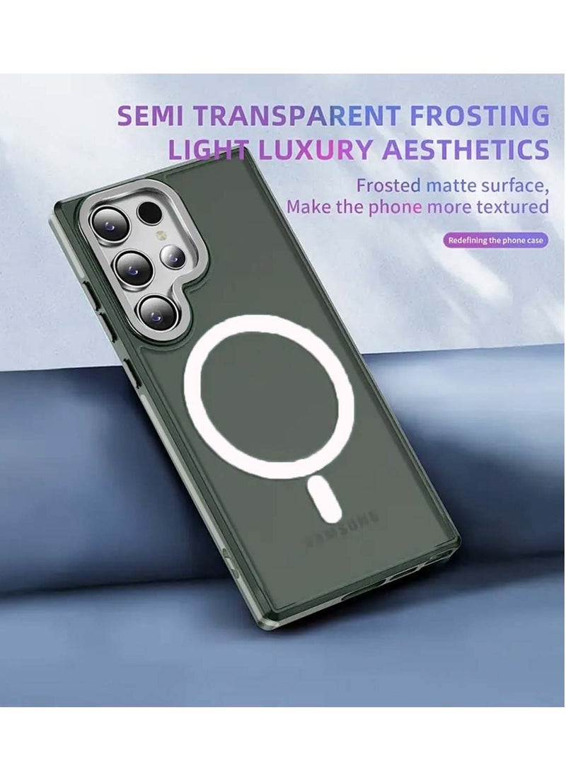 Techie غطاء خلفي شبه شفاف ماغسيف مع واقي عدسة كاميرا معدني مرتفع لهاتف سامسونج جالكسي S24 ألترا 2024 - حماية من السقوط بمعيار عسكري، مقاوم للبصمات ومقاوم للاصفرار - رمادي غير لامع - Image 5