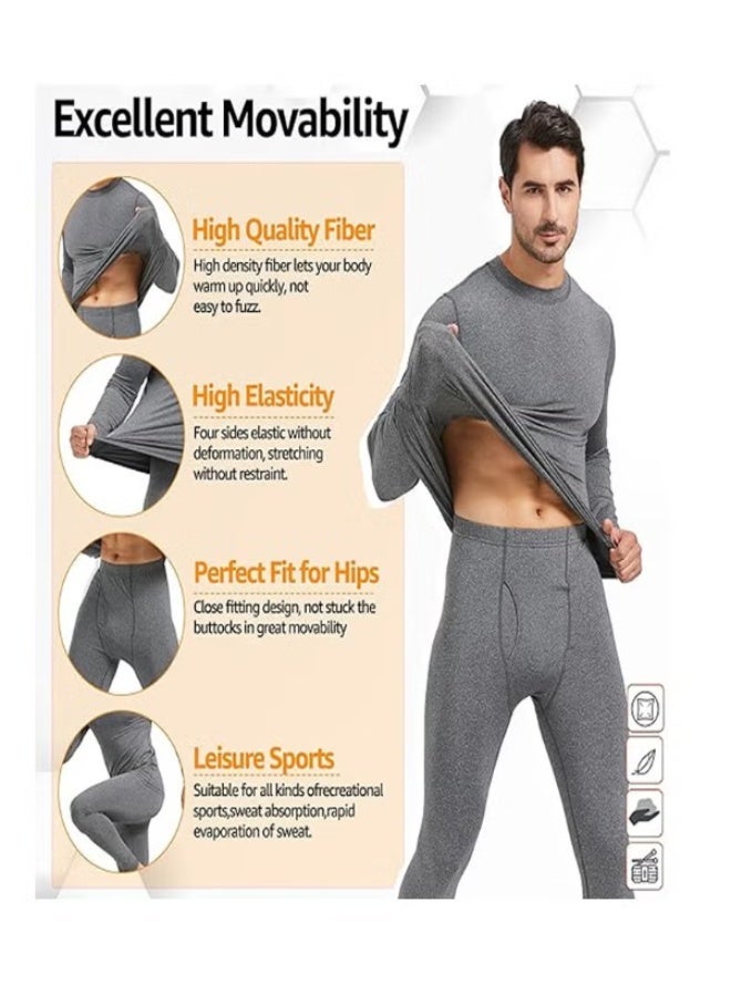 TIKNAL Men’s Thermal Underwear Fleece-Lined Soft Base Layer with Cashmere-Like Feel for Winter Gray - Image 5