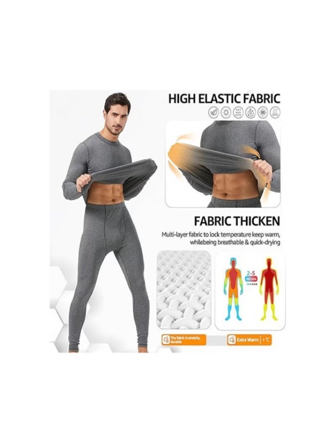 TIKNAL Men’s Thermal Underwear Fleece-Lined Soft Base Layer with Cashmere-Like Feel for Winter Gray - Image 3