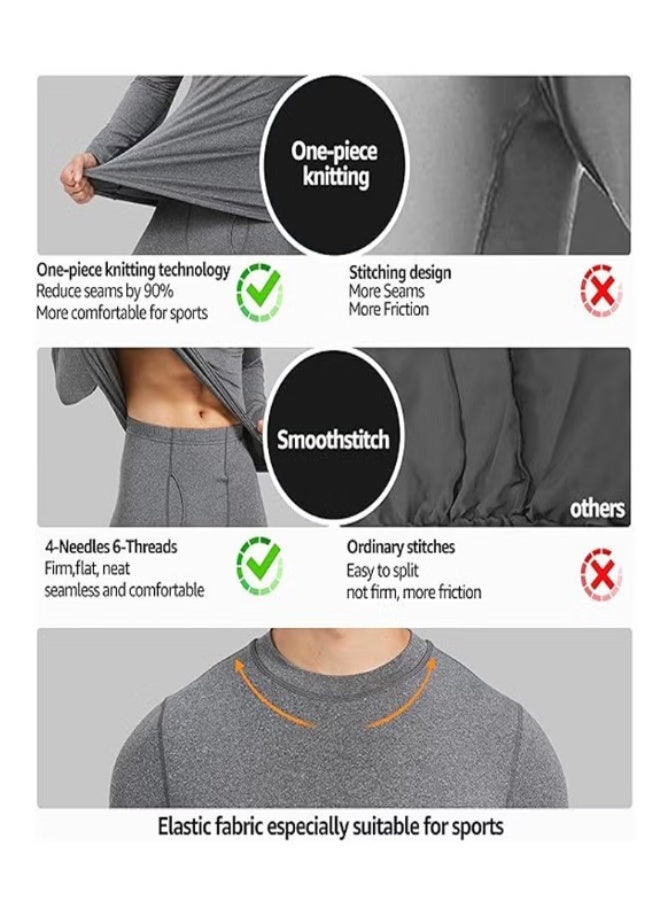TIKNAL Men’s Thermal Underwear Fleece-Lined Soft Base Layer with Cashmere-Like Feel for Winter Gray - Image 4