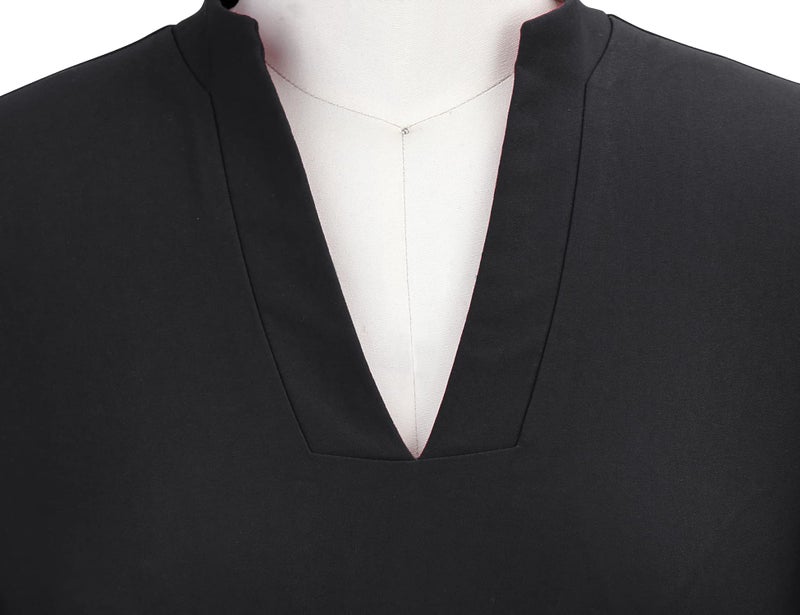 MUXXN فستان كوكتيل ميدي أسود بكم 3/4 للنساء بتصميم أنيق عتيق على شكل حرف V مقاس M - Image 5