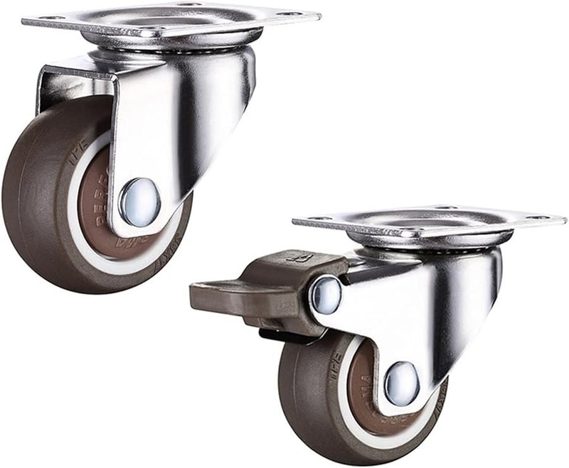 BroBrown Super Mute عجلات TPE 2 بوصة مع فرامل عالية التحمل للأثاث 2 قطعة - Image 2