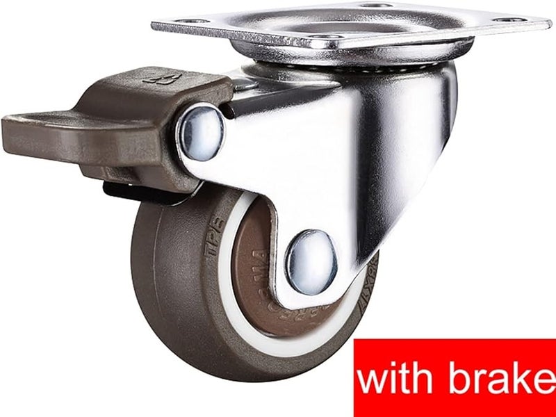 BroBrown Super Mute عجلات TPE 2 بوصة مع فرامل عالية التحمل للأثاث 2 قطعة - Image 3