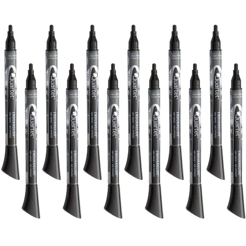 Quartet أقلام تحديد جافة رباعية، أقلام سبورة، طرف رفيع، إندورا جلايد، أقلام سبورة جافة للمعلمين، التعليم المنزلي ومستلزمات المكتب، أسود، عبوة 12 (5001-13M) - Image 1