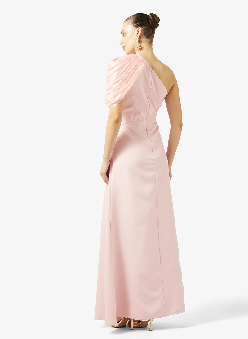 Namshi x One Shoulder Draped Evening Dress with Slit